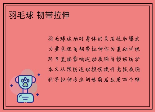 羽毛球 韧带拉伸